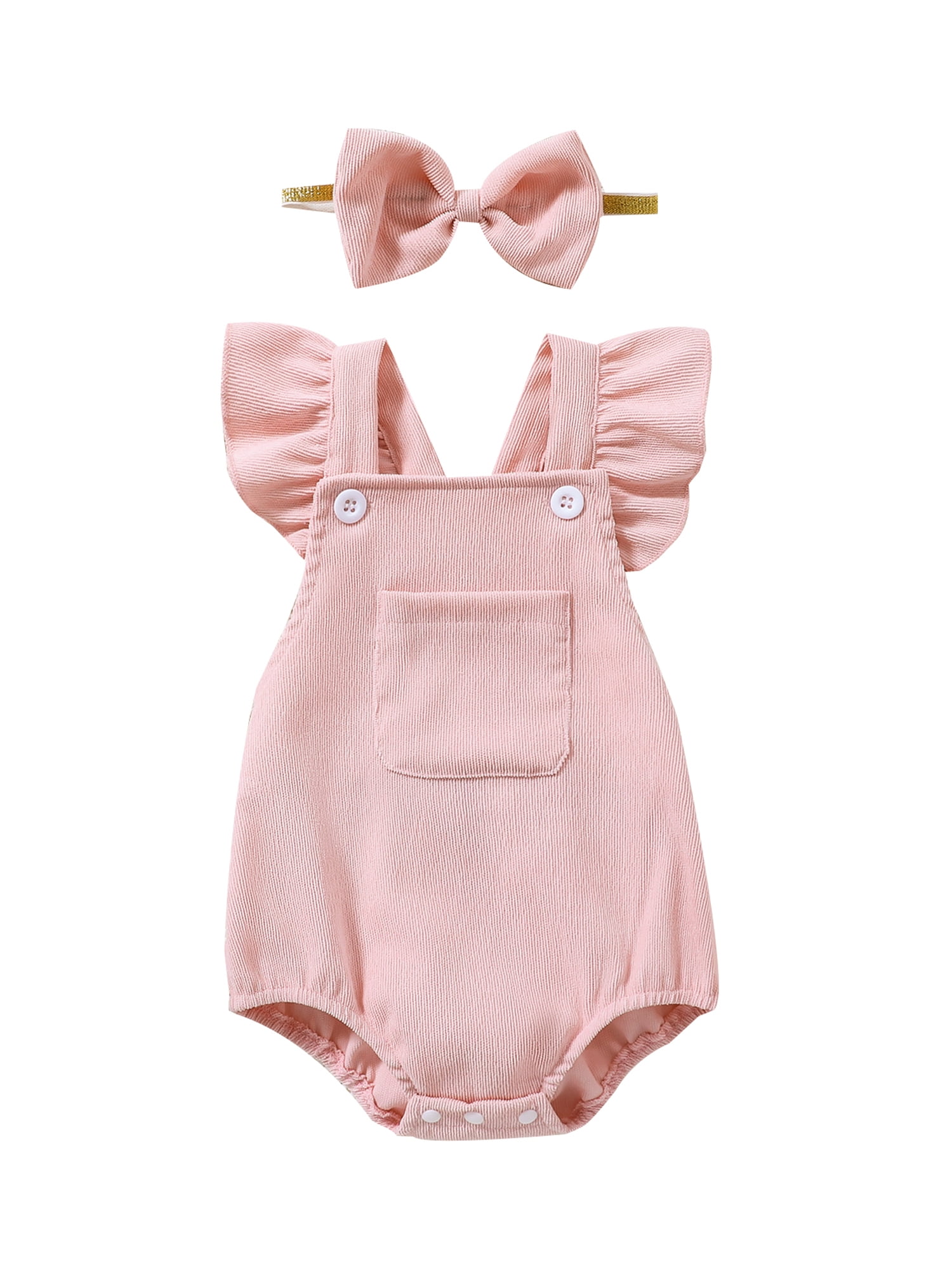 Baby Girl Clothes Infant Ruffle Flying Sleeve Corduroy Romper Bodysuit