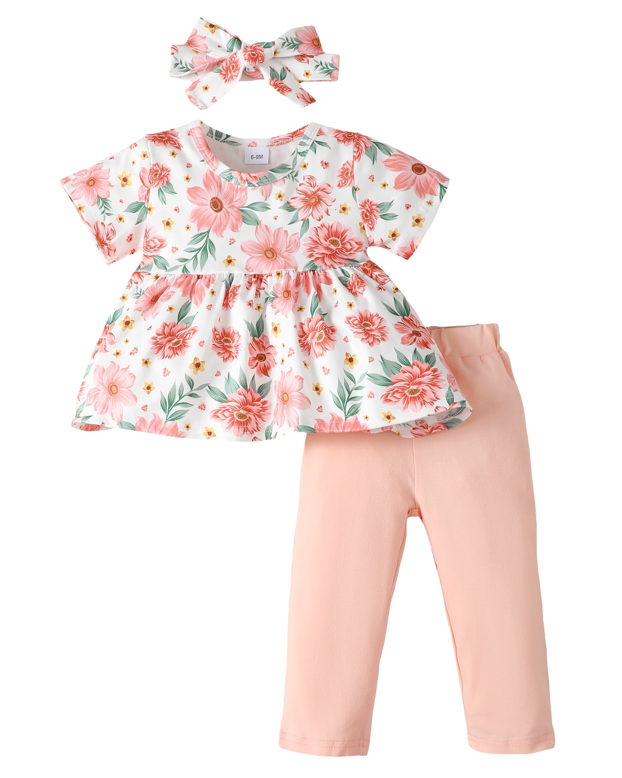 69 Months Baby Girl Clothes Summer Baby Outfits for Girls Floral Short