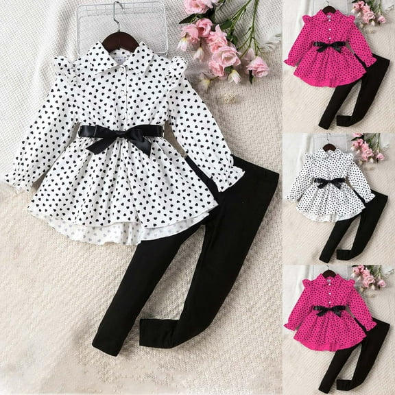 Baby Girl Clothes Infant Toddler Girl Outfit Long Sleeve Shirts Top Rufffle Pants Little Girls Clothes