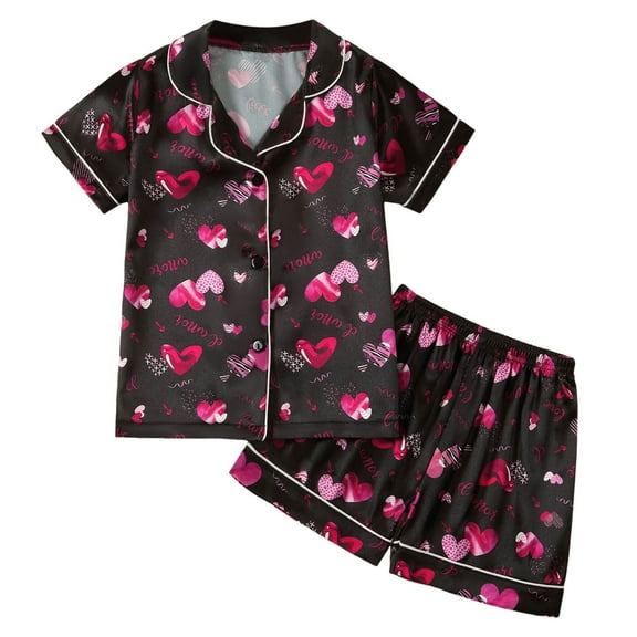 Baby Girl Clothes Kids Fashion Short Sleeve Prints Tops T Shirt Shorts Outfits Baby Girl Outfit Black 1 Years-2 Years