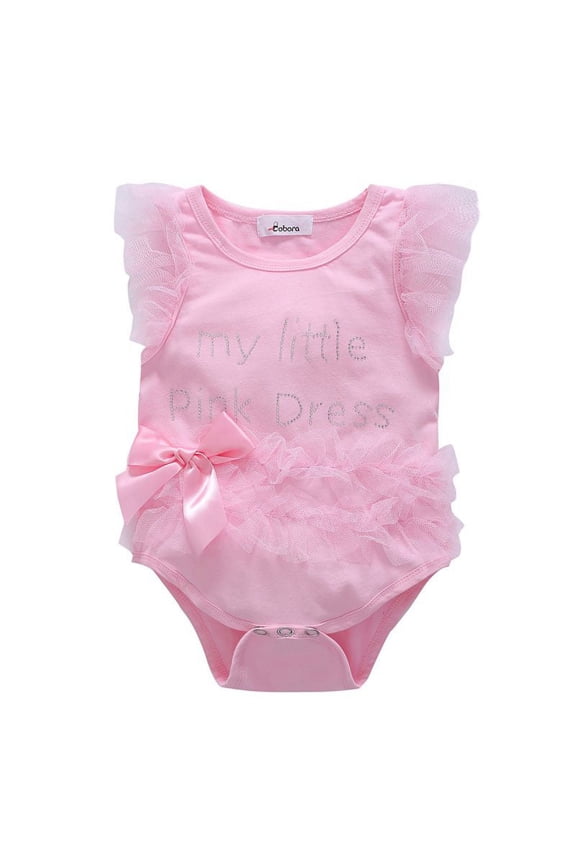 Baby Girl Clothes Lace Short Sleeve Letter Baby Rompers Newborn Photography Props Dress Infant Jumpsuits Cotton 0-12M