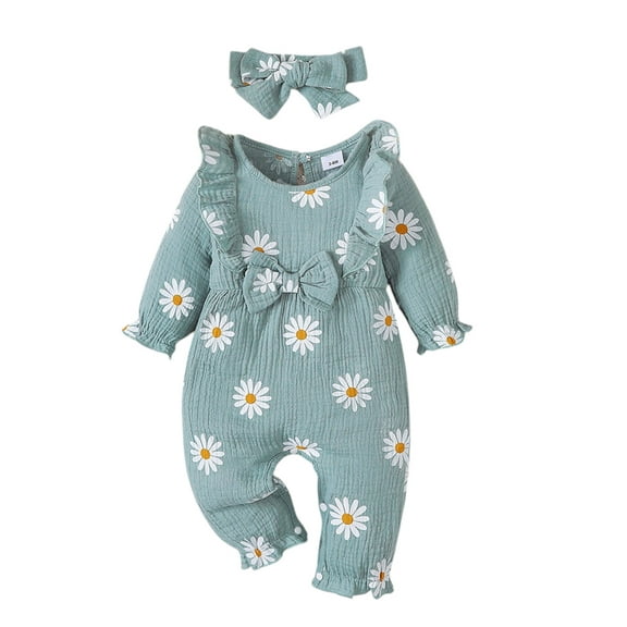 Baby Girl Clothes Long Sleeve Floral Printed Outfits Fall Winter Infant Girl Romper 3-6 Months