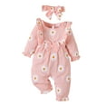 thumbnail image 1 of Baby Girl Clothes Long Sleeve Floral Printed Outfits Fall Winter Infant Girl Romper 9-12 Months, 1 of 6