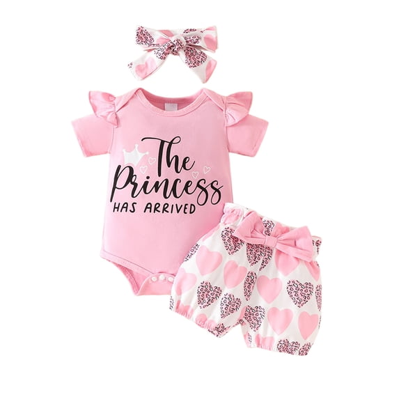Baby Girl Clothes Newborn Infant Outfit Ruffle Romper and Short Pants Clothing Sets for Summer Spring,Red