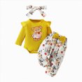 thumbnail image 1 of Baby Girl Clothes Newborn Infant Outfits Cartoon Bear Ruffle Romper+ Bow Floral Pants + Cute Headband Sets For Girls Kaprioy Baby Girl Clothes, 1 of 7