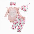 thumbnail image 1 of Baby Girl Clothes Newborn Infant Outfits Cute Summer Clothes Spring Romper Set+Hat+Headband, 1 of 7