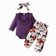 thumbnail image 1 of Baby Girl Clothes Newborn Infant Outfits Solid Ruffle Romper+ Floral Pants + Cute Headband Sets For Kaprioy Baby Girl Clothes, 1 of 7