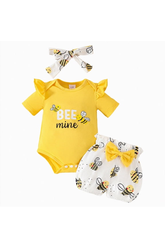 Baby Girl Clothes Outfit Baby Girl Summer Clothes I’m New Here Newborn Going Home Outfit Letter Print Ruffle Ribbed Romper Tops Floral Shorts Headband Clothing Sets 0 3 6 9 12 18 Months