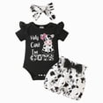 thumbnail image 1 of Baby Girl Clothes Outfit Newborn Going Home Outfit Cow Print Ruffle Romper and Short Pants Clothing Sets for Summer 0 3 6 9 12 18 Months Newborn Infant Baby Girls, 1 of 7