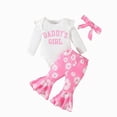 thumbnail image 1 of Baby Girl Clothes Outfit Newborn Going Home Outfit Long Sleeve Letter Cute Cow Print Ruffle Romper+ Floral Pants + Cute Headband Sets for Fall Winter 0 3 6 9 12 18 Months, 1 of 5