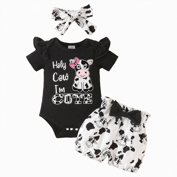 Baby Girl Clothes Outfit Newborn Going Home Outfit Ruffle Romper and Short Pants Clothing Sets for Summer Spring 0 3 6 9 12 18 24 Months