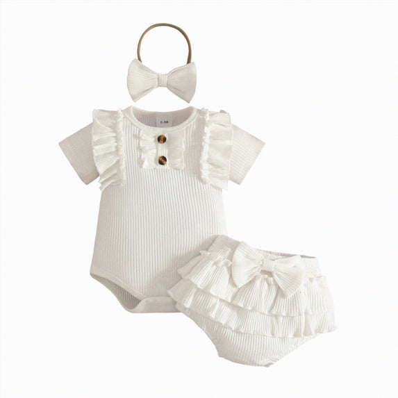 Baby Girl Clothes Outfit Ruffle Romper and Short Pants Clothing Sets for Summer Spring