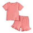 thumbnail image 1 of Baby Girl Clothes Outfits Romper Pants Cute Bow Headband Hat Sets For Baby Girls Sleeveless T-shirt 2 Pcs Summer Dailywear Set 18-24 Months, 1 of 4