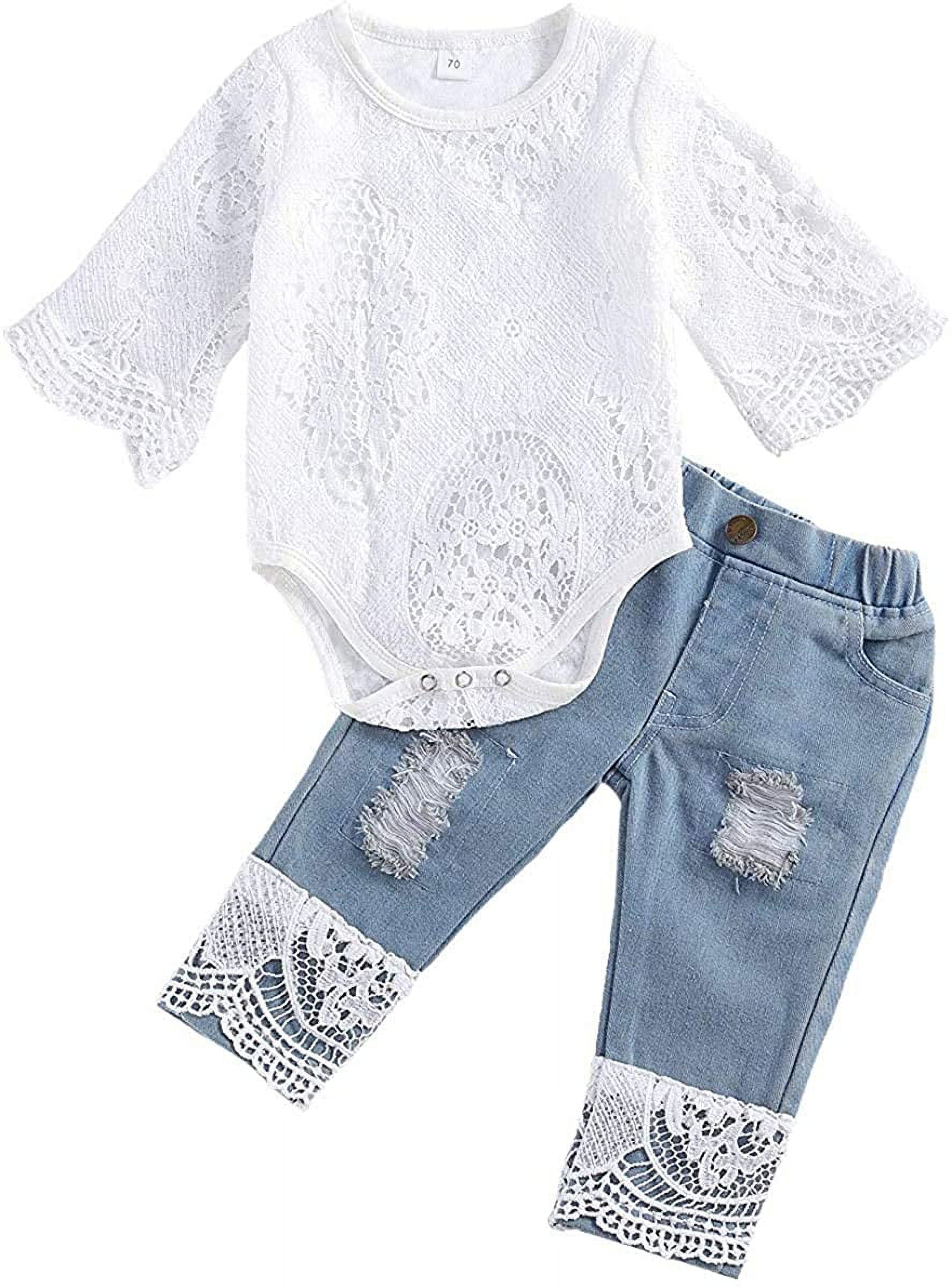 Baby Girl Clothes Outfits Toddler Infant Baby Romper Top+Jeans Clothing Set