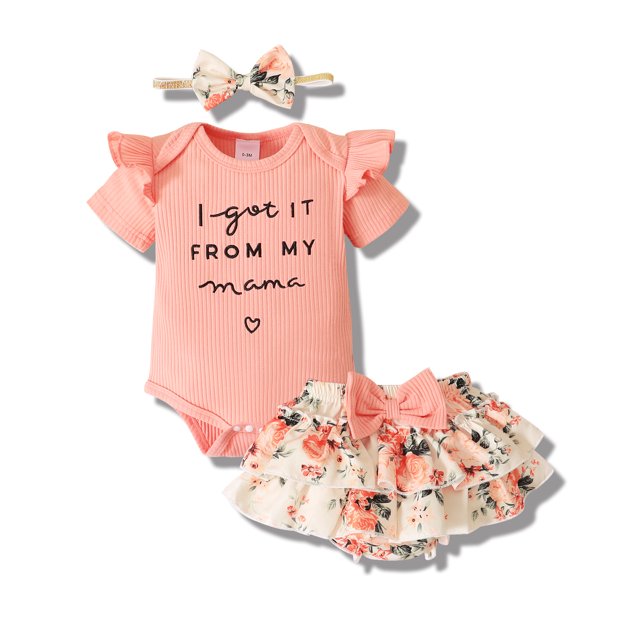 Baby Girl Clothes Ribbed Romper Infant Onesies Short Sleeve Shirts