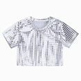 thumbnail image 1 of Baby Girl Clothes Sequin Glitter Short Sleeve Top Toddler Girl Summer Clothes Party Dance Silver 18-24 Months, 1 of 3