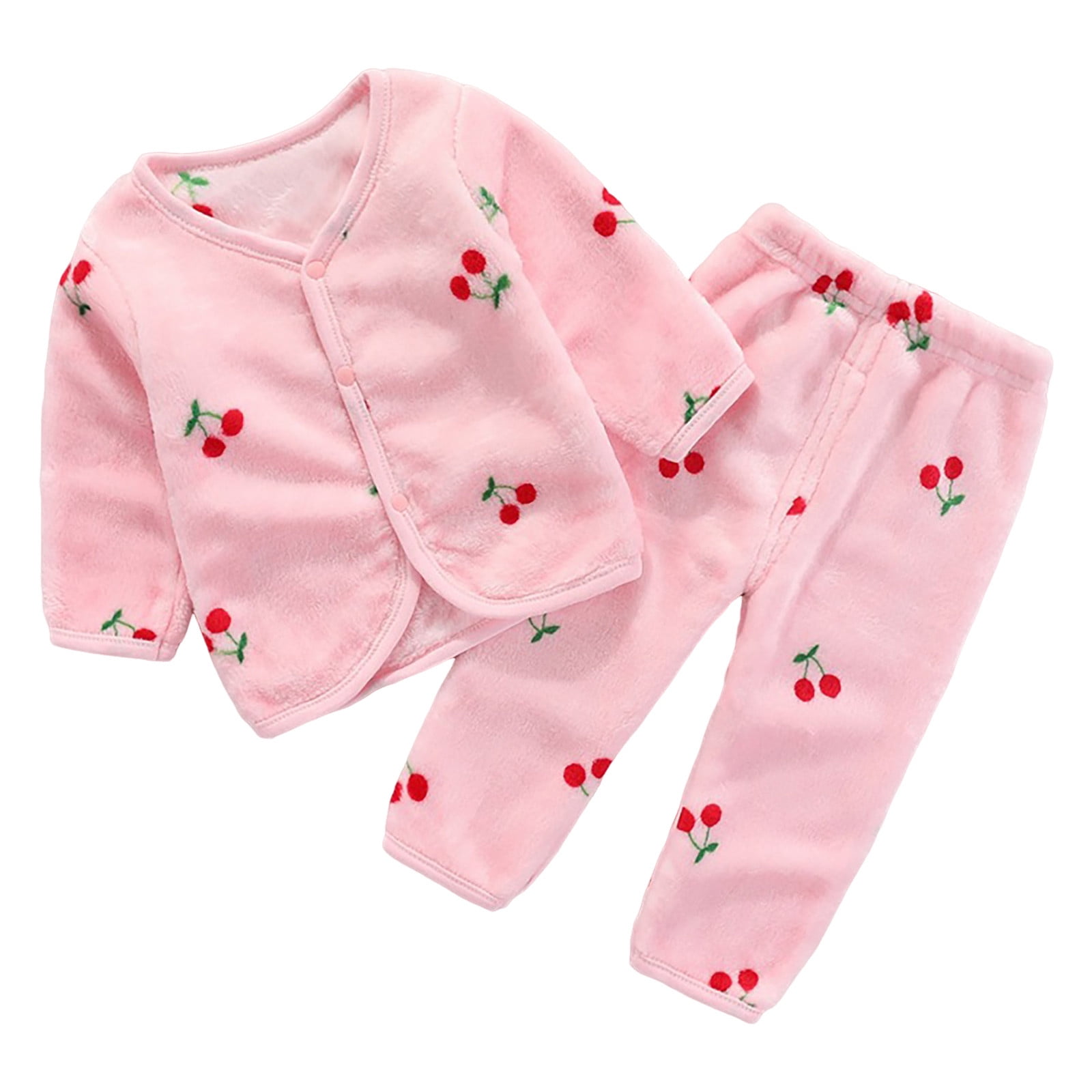 Baby Girl Clothes Set Kids Winter Long Sleeve Cartoon Prints Pajamas