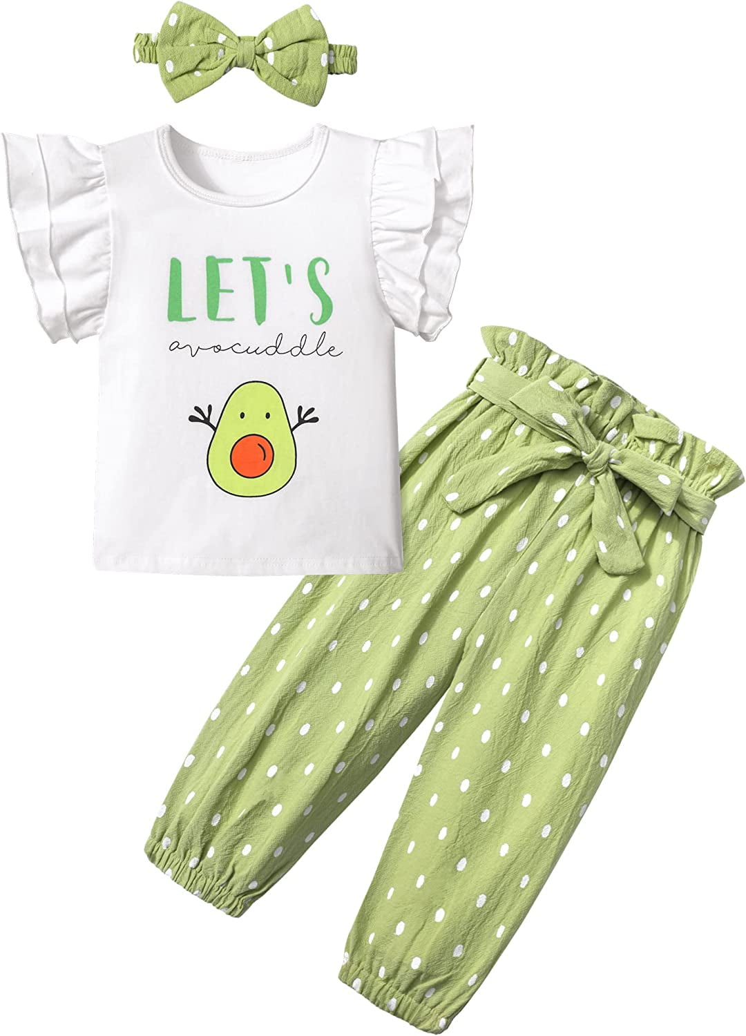Baby Girl Clothes Summer Outfits Ruffle Short Sleeve T-Shirt Tops+Long Pants+Headband Cute Baby Girl Clothes2-3Years