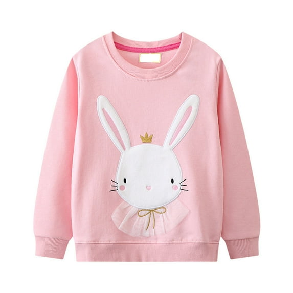Baby Girl Clothes Sweatshirt Graphic Print Long Sleeve Hooded Sweatshirt Crewneck Warm Blouse Tops Clothes for Girls Pink,6-7 Years