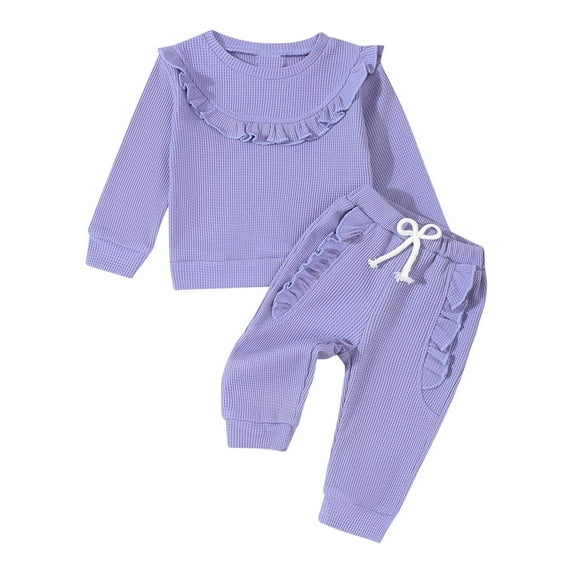Baby Girl Clothes Toddler Girl Outfits Waffle Knit Ruffle Shirt Pants Cute Infant Outfit Set Baby Girl Fall Winter Clothes