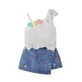 thumbnail image 1 of Baby Girl Clothes Toddler Girl Summer Outfits Shirts Tops Ripped Denim Shorts Set Little Girl Clothes Girls Summer Set 1-4 Years,9-12 Months, 1 of 9