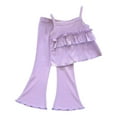 thumbnail image 1 of Baby Girl Clothes Toddler Girl Summer Outfits Sleeveless Ruffle Halter Tops Wide Leg Pants Kids Clothing Set, 1 of 3