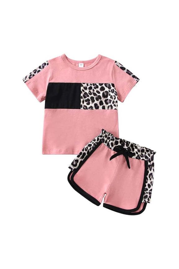 Baby Girl Clothes Toddler Girls Summer Outfit Cute Leopard Camo Printed Short Sleeve T Shirt and Shorts 2-Pieces Clothing Sets 18M