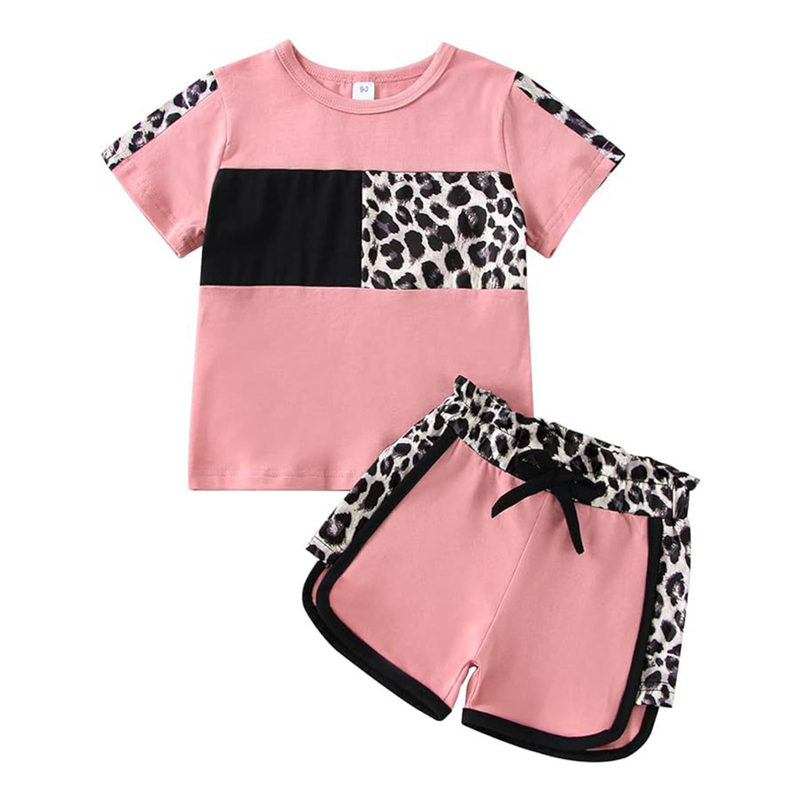 Baby Girl Animal Print T-Shirt Combo Denim Shorts Sets