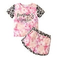 thumbnail image 1 of Baby Girl Clothes Toddler Two Piece Outfit Little Girls' Leopard Print Tie Dye Two Piece Set Short Sleeve Outfit with Letter Details Summer Clothes for 5-6 Years, 1 of 4