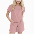 thumbnail image 1 of Baby Girl Clothes Tracksuit Summer Crewneck Crop Tops and Shorts Pocketed Kids Activewear Shorts Sets 2 Piece Sets Skirts for Girls Pink 2-3 Years, 1 of 9