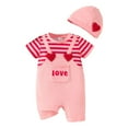 thumbnail image 1 of Baby Girl Clothes Valentine's Day Children's Two Piece Set Toddler Girls Sweet Love Embroidery Jumpsuits and Hats Outfits Sets 3M, 1 of 9