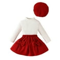 thumbnail image 1 of Baby Girl Clothing Turtleneck Long Sleeve Top Suit Bow Skirt Beret Suit Winter Plus Velvet Skirt Suit, 1 of 11