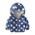 thumbnail image 1 of Baby Girl Coats 12-18 Months Toddler Kids Baby Grils Boys Print Jackets Zipper Hooded Windproof Coat New Fall Jackets Winter Outerwear Navy 110, 1 of 3