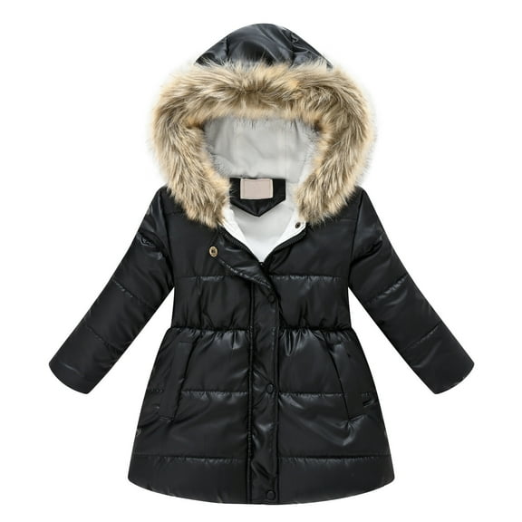 Baby Girl Coats Winter Thick Warm Hooded Windproof Outwear Girls Denim Jackets Black 110