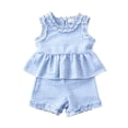 thumbnail image 1 of Baby Girl Comfortable And Breathable Set Cute Cartoon Sweet Plaid Fungus Edge Sleeveless Vest Shorts Set, 1 of 6