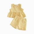 thumbnail image 1 of Baby Girl Comfortable And Breathable Set Cute Checkered Print Short Sleeve Shorts Two Piece Set, 1 of 7