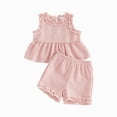 thumbnail image 1 of Baby Girl Comfortable And Breathable Set Cute Checkered Print Short Sleeve Shorts Two Piece Set, 1 of 7