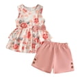 thumbnail image 1 of Baby Girl Comfortable And Breathable Set Summer Sweet Printed Bow Sleeveless Top Shorts Two Piece Set, 1 of 6