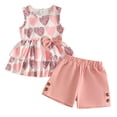 thumbnail image 1 of Baby Girl Comfortable And Breathable Set Summer Sweet Printed Bow Sleeveless Top Shorts Two Piece Set, 1 of 6