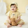 thumbnail image 1 of Adorable Yellow Cotton Romper Dress with Hat for Baby Girls, 1 of 4