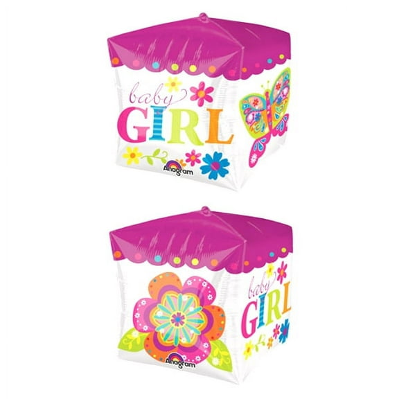 Baby Girl Cube Shaped 15 inch Foil Balloon
