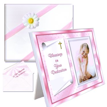 Baby Girl Dedication Gift, Picture Frame Gift-Boxed Set, Tabletop, Holds a 3.5 x 5 Photo