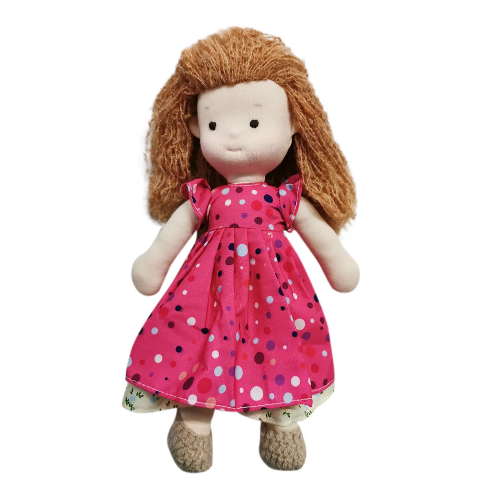 Baby Girl Doll With Curly Hair Cute Handmade Rag Doll Toy With Clothes
