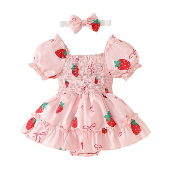 Baby Girl Dress Cute Pattern Embroider Romper Long Sleeve Bodysuit Girls Birthday Dress Baby Outfits for Girls 12-18 Months