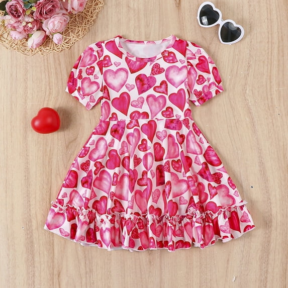 Baby Girl Dress Lover Themed Letter Print Girls Tulle Dress Girls Valentines Day Dress Toddler Girl Red Dress for Girls 18-24 Months
