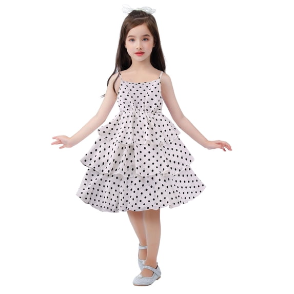 Baby Girl Dress Sleeveless Prints Dress Dance Party Dresses Clothes Casual Dresses,Size 5 Years-6 Years