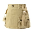 thumbnail image 1 of Baby Girl Dress Solid Color Cargo Skirt Low Waist Short Denim Jean Skirt Girl Dresses Khaki 3-4Years, 1 of 6