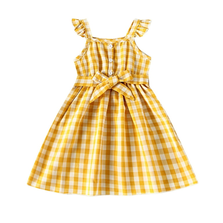 Baby Girl Dress Spring Summer Plaid Ruffle Sleeveless Princess Dress Belt  Clothing Summer Dress,Size 3 Years-4 Years - Walmart.com