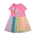 thumbnail image 1 of Baby Girl Dress Summer Butterfly Princess Short Sleeve Clothing Dresses Splicing Princess Dress Skirt Flowy Beach Dress,Size 5 Years, 1 of 7
