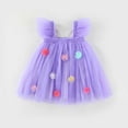thumbnail image 1 of Baby Girl Dress Summer Toddler Baby Girls Flutter Sleeve Mesh Dress Holiday Dance Party Princess Dresses Girls Dress Purple 12 Months-18 Months, 1 of 4